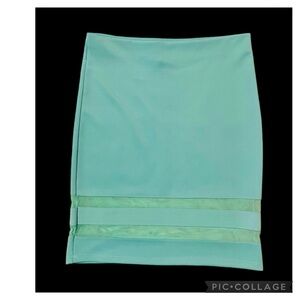 H&M DIVIDED MESH STRIPE MINT GREEN PENCIL SKIRT